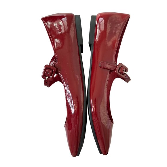 Steve Madden Caddie Faux Patent Leather Mary Jane Deep Red Flats Size 8M - Picture 10 of 13